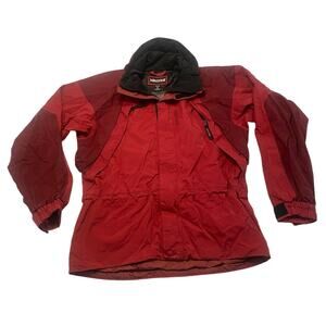 Marmot Snow Ski Parka Red Mens Medium Vented Breathable Full Zip